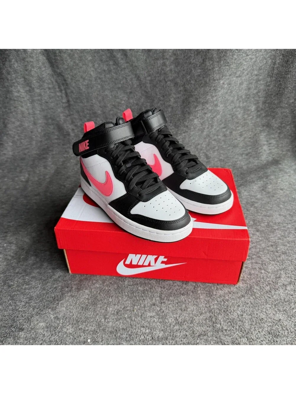Nike Court Borough Mid 2 Shoes Youth 5Y Black Pink Sneakers CD7782-005